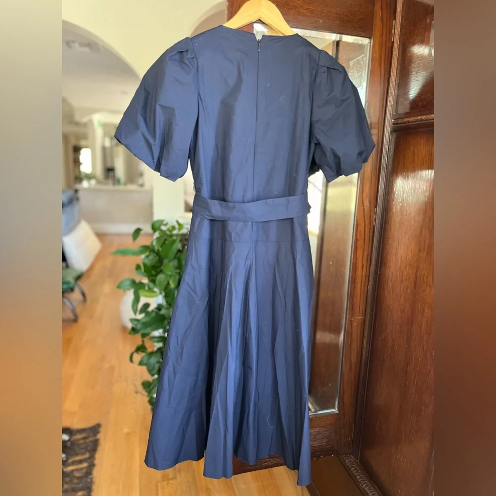 Banana Republic Navy Puff Sleeve Midi Dress – XS Petite – 100% Cotton - Picture 2 of 9